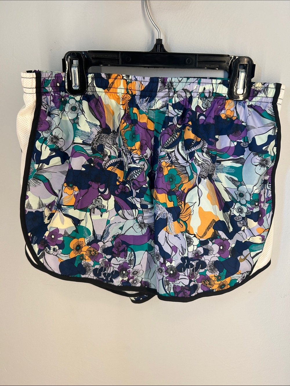 Nike Women's Floral Print Athletic Shorts in Purple, Teal, Navy, Yellow & White